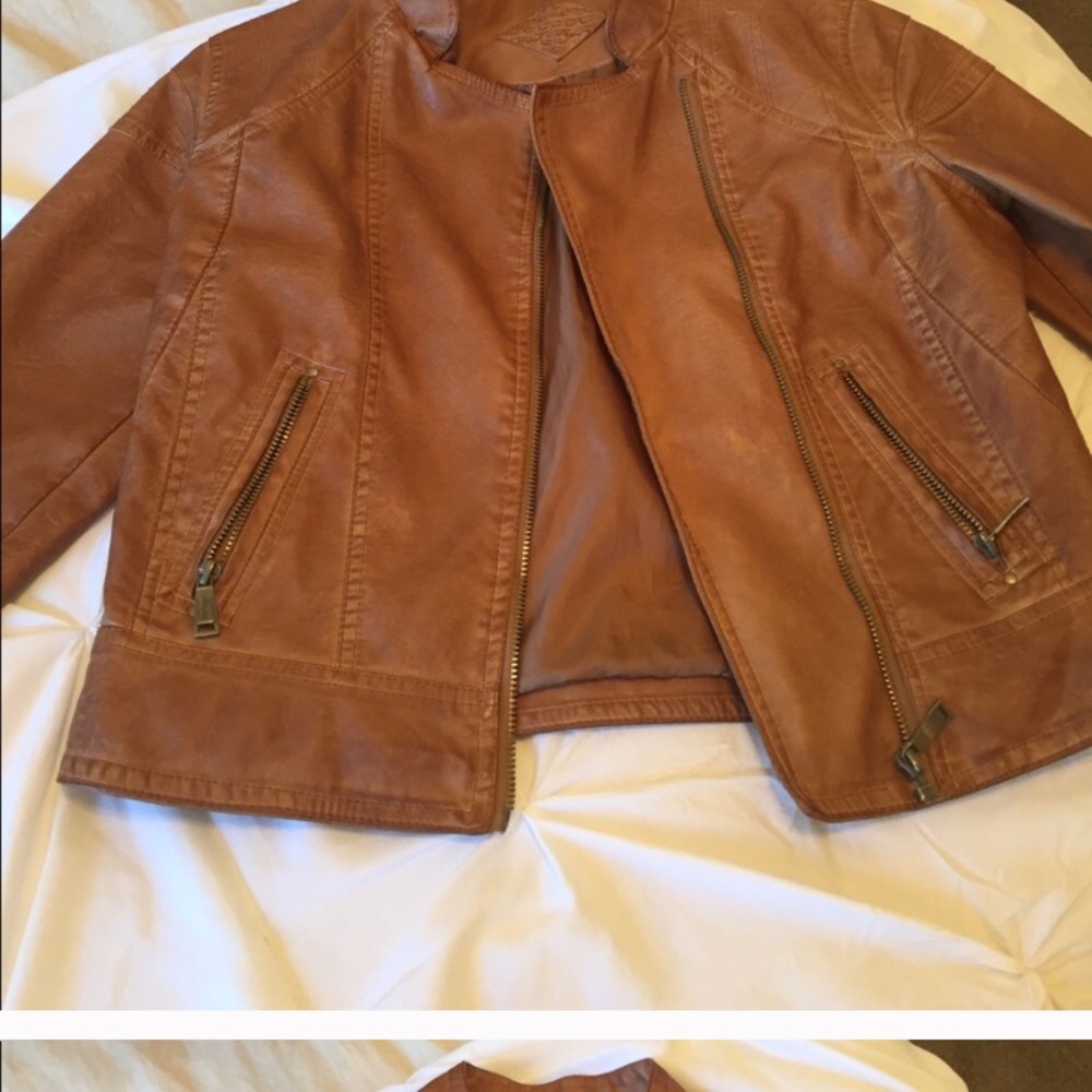Faux leather brown jacket